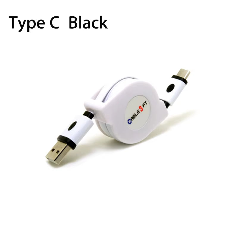 2M 3M USB Type C Retractable Cable for Xiaomi Mi 9 9T Cc9 8 Se Mix 3 2S Max 3 Pocophone F1 Black Shark A2 A3 Mobile Phone CABLE