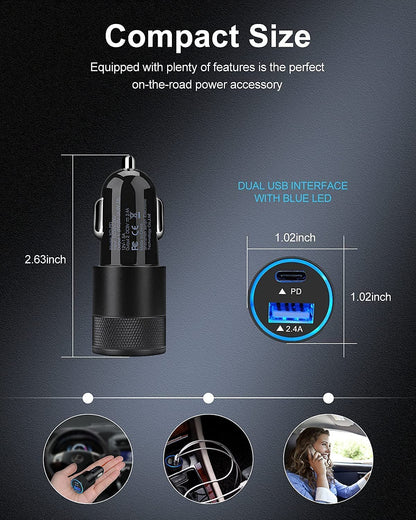 Cargador Adaptador USB Para Auto Telefono Celular Compatible I Phone O Android