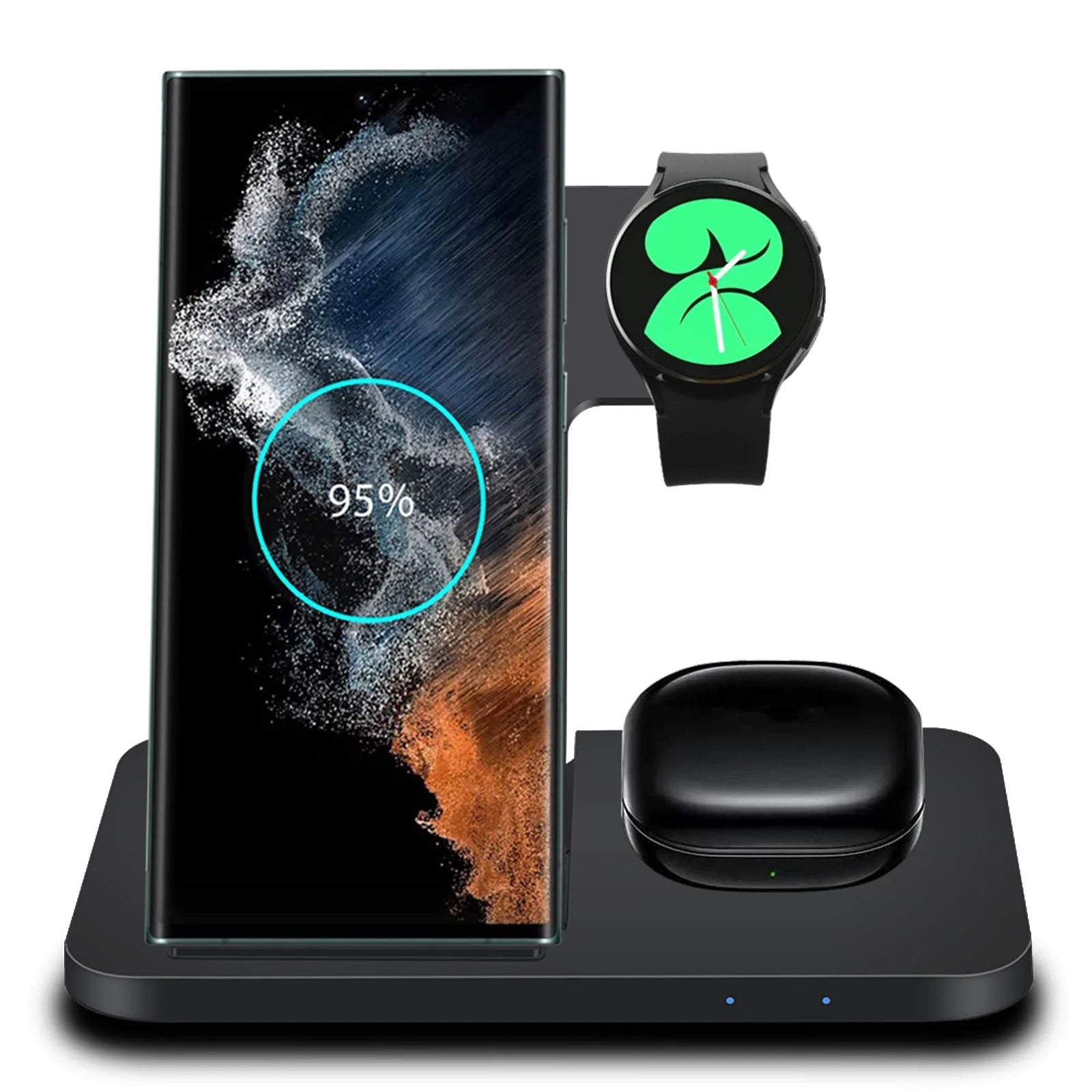 3 in 1 Wireless Charger Stand for Samsung Devices, 15W Fast Charging Dock Station for Samsung Z Folding Flip 6 5 4 Galaxy S24 S23 S22 S21 S20 S10, Galaxy Watch