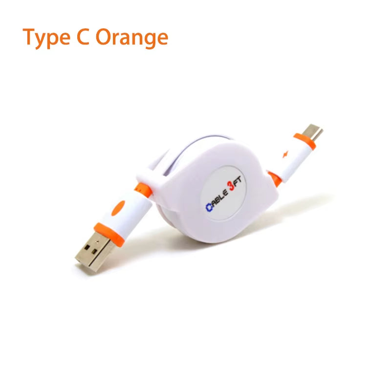 2M 3M USB Type C Retractable Cable for Xiaomi Mi 9 9T Cc9 8 Se Mix 3 2S Max 3 Pocophone F1 Black Shark A2 A3 Mobile Phone CABLE