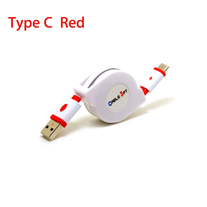 2M 3M USB Type C Retractable Cable for Xiaomi Mi 9 9T Cc9 8 Se Mix 3 2S Max 3 Pocophone F1 Black Shark A2 A3 Mobile Phone CABLE