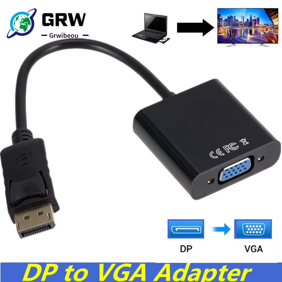 Displayport Display Port DP to VGA Adapter Cable Male to Female Converter for PC Computer Laptop HDTV Monitor Projector